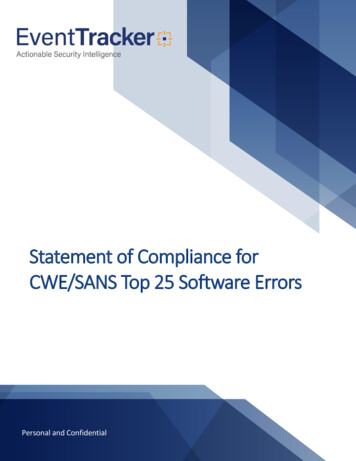 Statement Of Compliance For CWE/SANS Top 25 Software Errors
