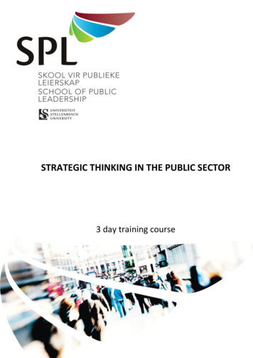 Strategic Thinking In The Public Sector