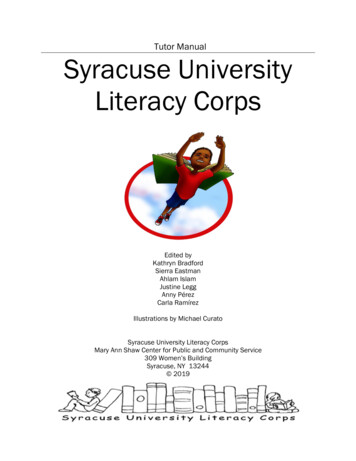 Tutor Manual Syracuse University Literacy Corps