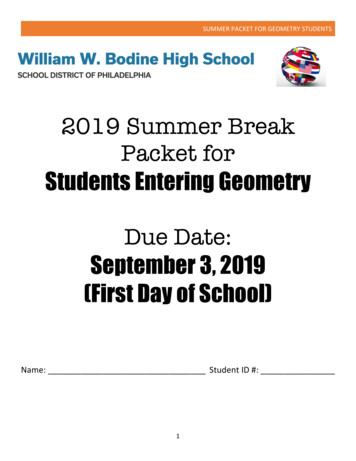 Summer Packet For Students Entering Geometry 2019 - School District Of .
