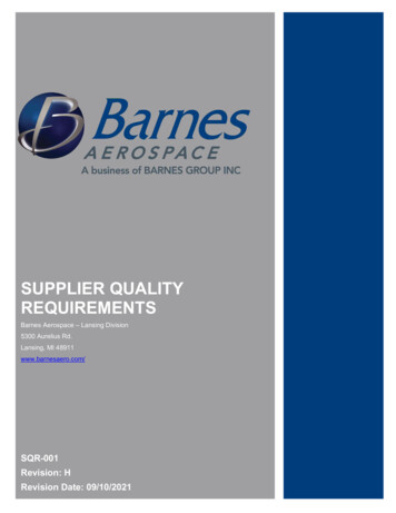 SUPPLIER QUALITY REQUIREMENTS - Barnesaero 