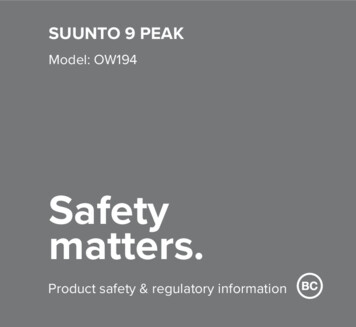 Suunto 9 Peak Product Safety And Regulatory Information
