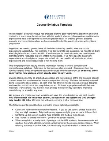 Course Syllabus Template - Bellevue College