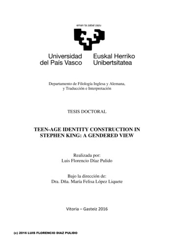 Teen-age Identity Construction In Stephen King: A Gendered View - Upv/Ehu