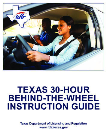 Texas 30-hour Behind-the-wheel Instruction Guide