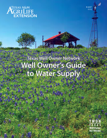 Water Well Owner's Guide To Water Supply - Texas - TAMU