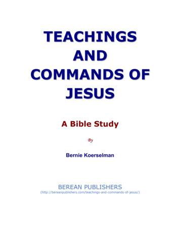 TEACHINGS AND COMMANDS OF JESUS - Berean Publishers