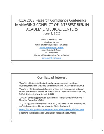 HCCA 2022 Research Compliance Conference MANAGING CONFLICT OF INTEREST .