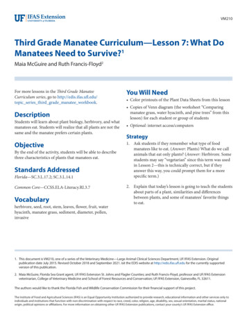 Third Grade Manatee Curriculum—Lesson 7: What . - University Of Florida