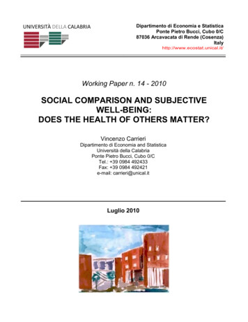 SOCIAL COMPARISON AND SUBJECTIVE WELL-BEING: DOES THE HEALTH . - Unical