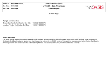 Report ID: WV-FIN-PROC-027 State Of West Virginia Run Date: 06/30/2022 .