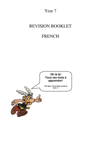 Year 7 REVISION BOOKLET FRENCH - Ermysted's Grammar School