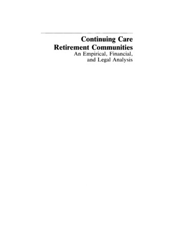 Continuing Care Retirement Communities - Pension Research Council