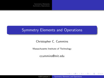 Symmetry Elements And Operations - MIT
