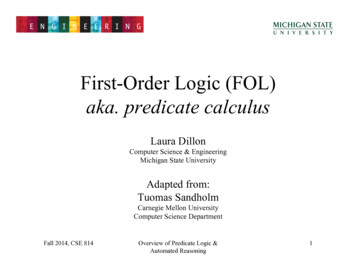 First-Order Logic (FOL) Aka. Predicate Calculus