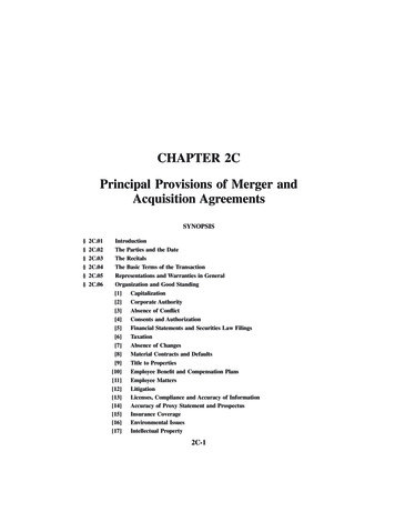 CHAPTER 2C Principal Provisions Of Merger And . - Bookstore.lexis 