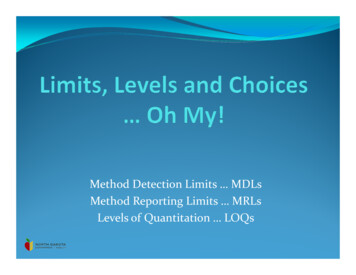 Method Detection Limits MDLs Method Reporting Limits M S Levels Of .