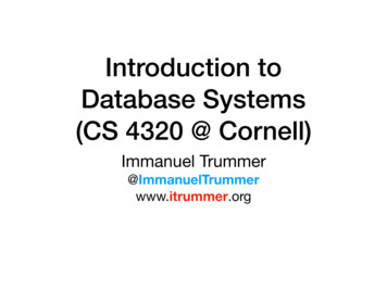 Introduction To Database Systems (CS 4320 @ Cornell)