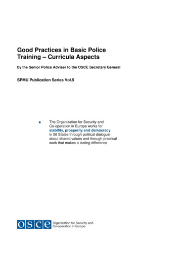 Good Practices In Basic Police Training - Curricula Aspects