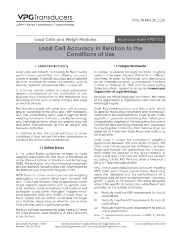 Load Cell Accuracy In Relation To The Conditions Of Use - Technical .