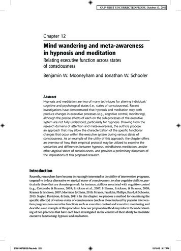 Mind Wandering And Meta-awareness In Hypnosis And Meditation