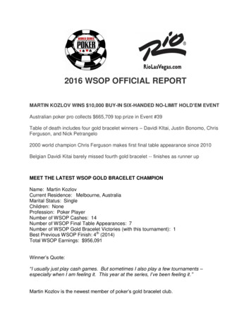 2016 WSOP OFFICIAL REPORT - World Series Of Poker