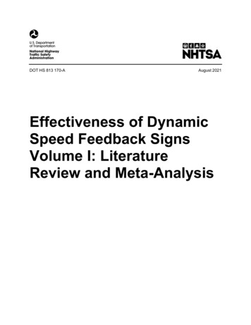 Effectiveness Of Dynamic Speed Feedback Signs, Volume I . - Microsoft