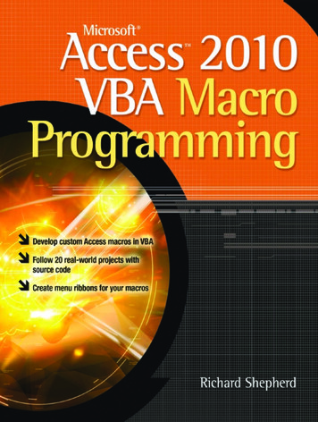 Microsoft Access 2010 VBA Macro Programming 2012