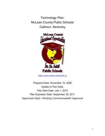 Technology Plan: McLean County Public Schools Calhoun, Kentucky