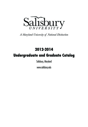 2012-2014 Undergraduate And Graduate Catalog - Maryland State Archives