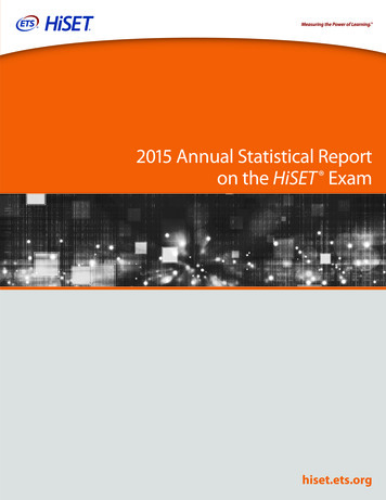 2015 Annual Statistical Report On The HiSET Exam