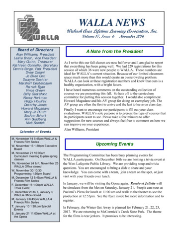 WALLA 2016 November Newsletter