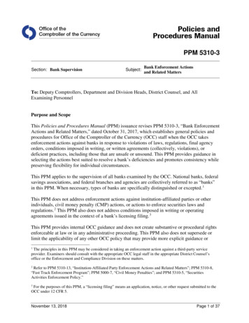 PPM 5310-3, 'Bank Enforcement Actions And Related Matters'