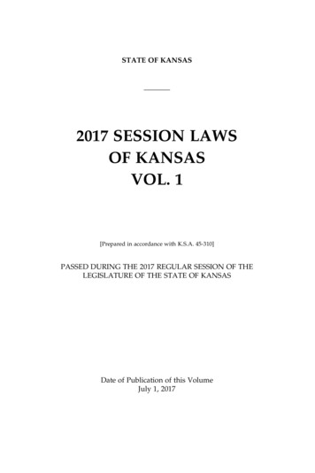 2017 SESSION LAWS OF KANSAS VOL. 1 - Sos.ks.gov