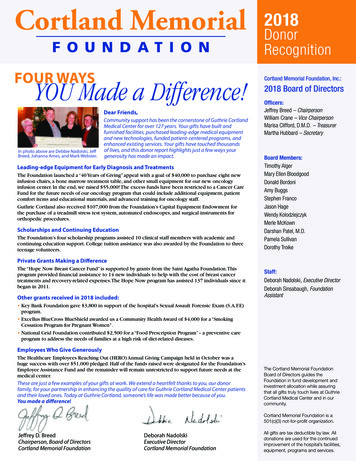 FOUR YOU WAYS Made A Difference! Cortland Memorial Foundation . - Guthrie