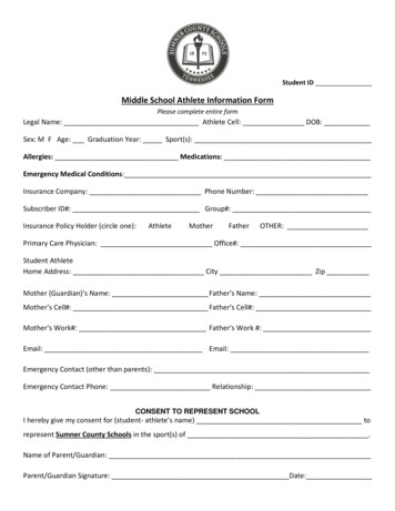 Middle School Athlete Information Form - Sumner County Schools