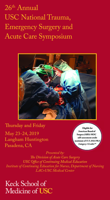 USC National Trauma, Emergency Surgery And Acute Care Symposium