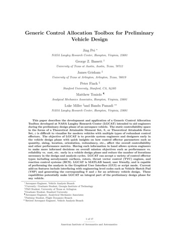 Generic Control Allocation Toolbox For Preliminary Vehicle Design - NASA