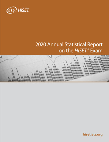 2020 Annual Statistical Report On The HiSET Exam