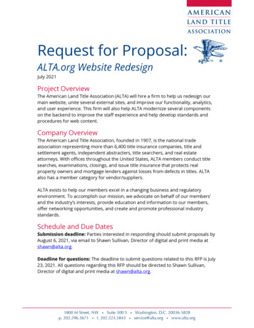 Request For Proposal - ALTA