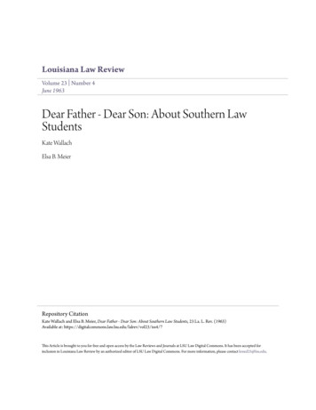 Dear Father - Dear Son: About Southern Law Students - CORE