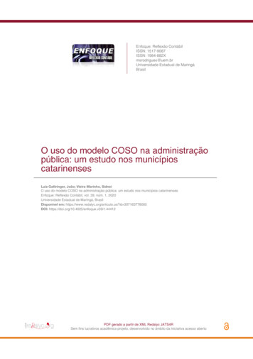 O Uso Do Modelo COSO Na Administração Pública: Um Estudo Nos Municípios .
