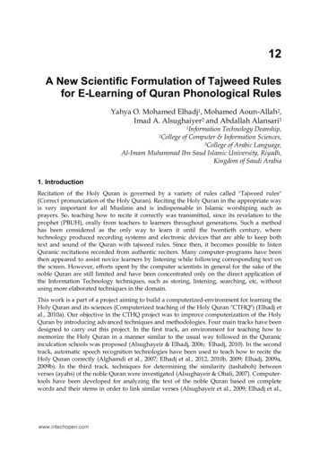 A New Scientific Formulation Of Tajweed Rules For E-Learning Of Quran .