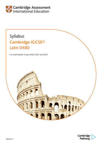 Syllabus Cambridge IGCSE Latin 0480