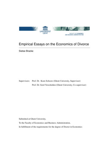 Empirical Essays On The Economics Of Divorce