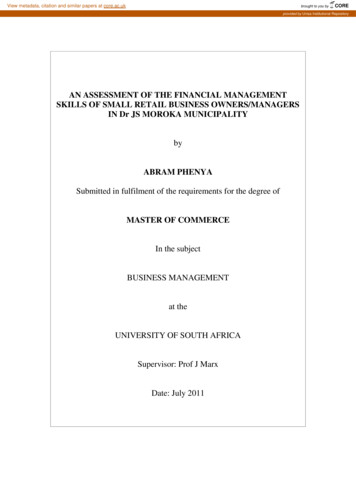 An Assessment Of The Financial Management Skills Of Small Retail . - Core