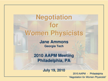 Negotiation For Women Physicists - AAPM