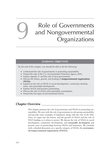 9 And Nongovernmental Role Of Governments Organizations