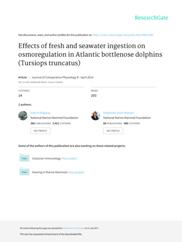 Effects Of Fresh And Seawater Ingestion On Osmoregulation In Atlantic .