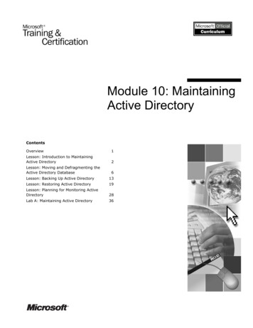 Module 10: Maintaining Active Directory - ELTE
